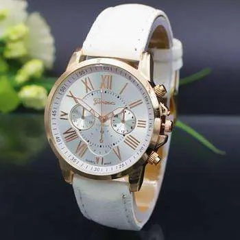 Rose Gold Classic Geneva Watch in White