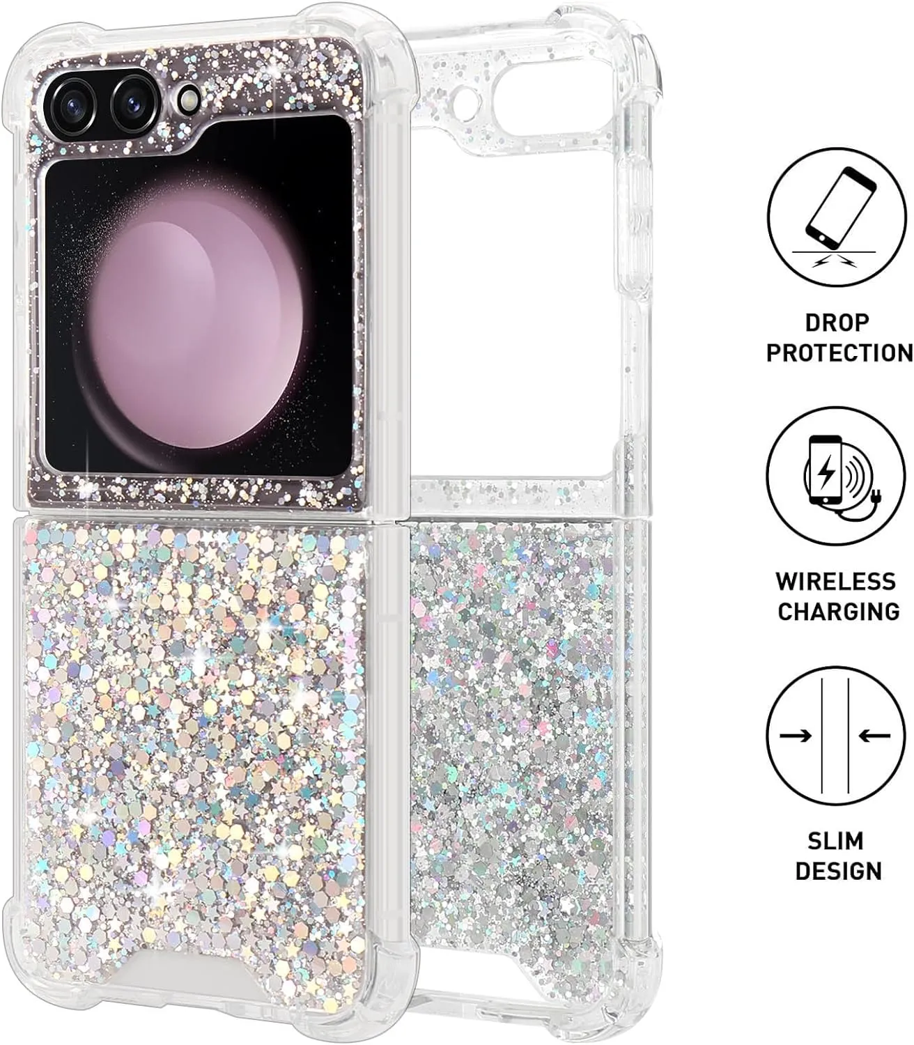 Samsung Galaxy Z Flip 5 Case Bling Glitter Girls Women Cute Phone Case