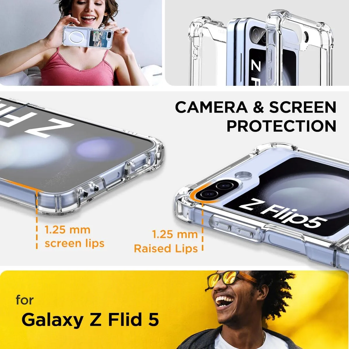 Samsung Galaxy Z Flip 5 Clear Case Compatible Magnetic Phone Case