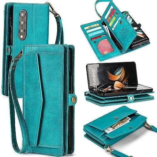 Samsung Galaxy Z Fold 5 Wallet Blocking Card Holder PU Leather Flip Phone Case