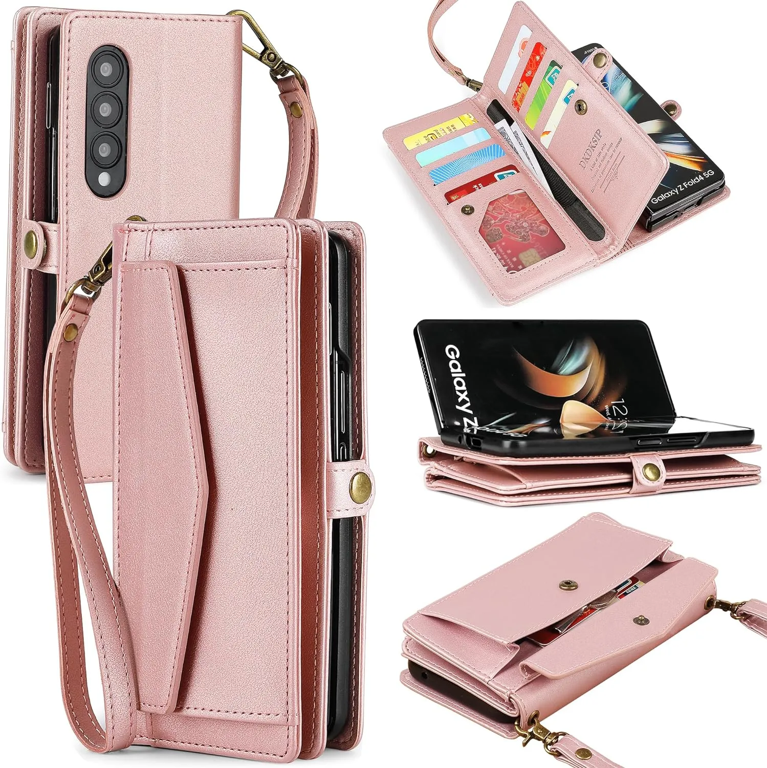 Samsung Galaxy Z Fold 5 Wallet Blocking Card Holder PU Leather Flip Phone Case