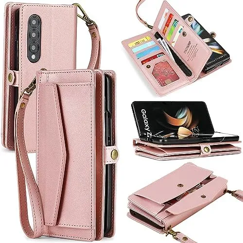 Samsung Galaxy Z Fold 5 Wallet Blocking Card Holder PU Leather Flip Phone Case