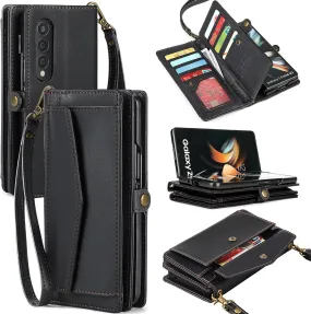 Samsung Galaxy Z Fold 5 Wallet Blocking Card Holder PU Leather Flip Phone Case