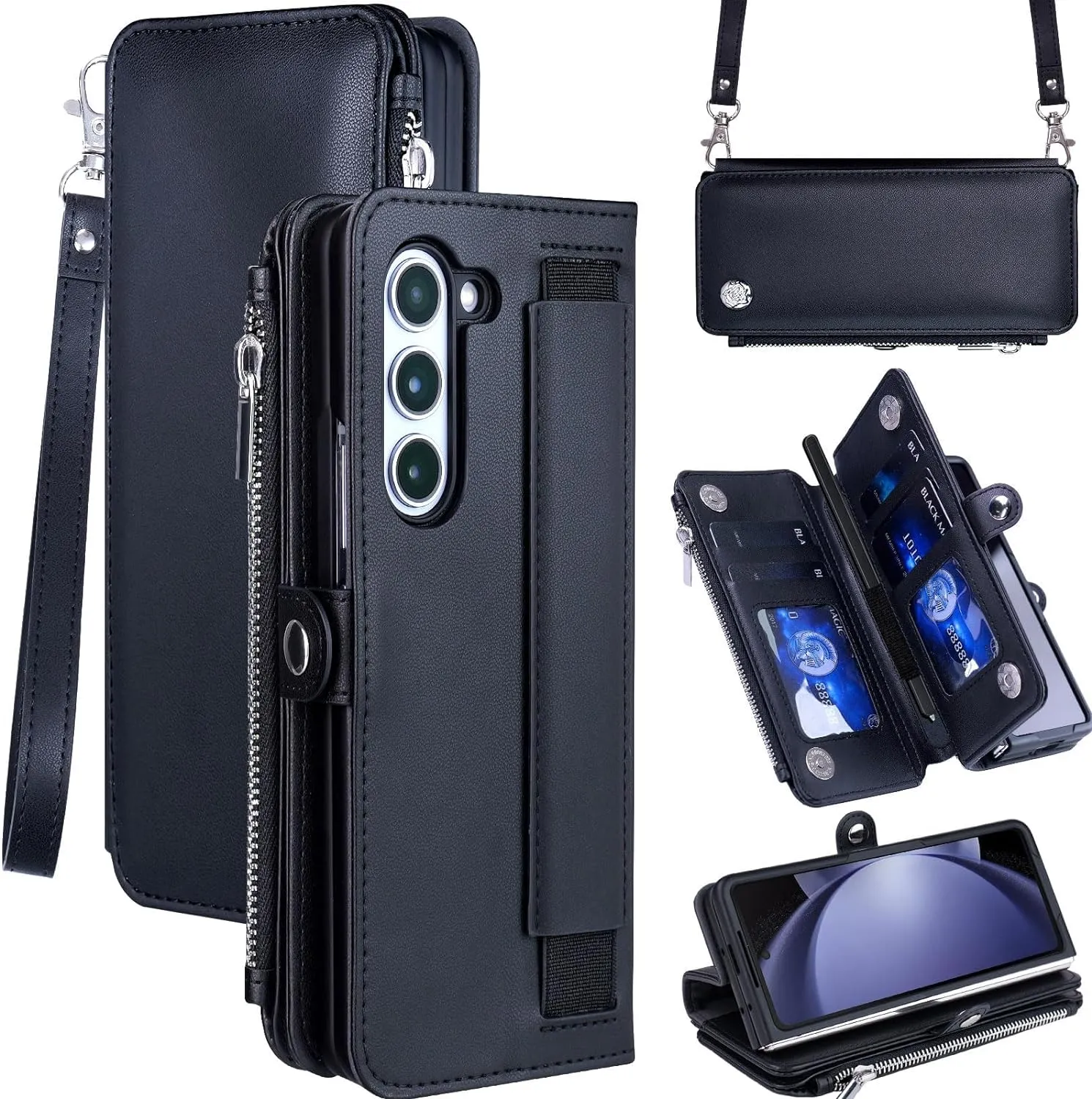 Samsung Galaxy Z Fold 5 Wallet Z Fold 5 Case S Pen Holder Full Body Cover