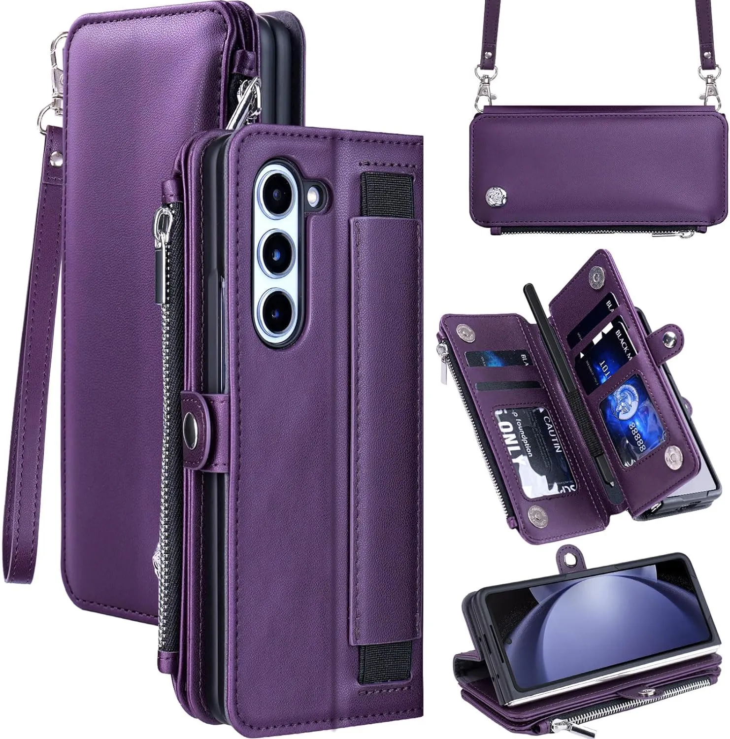 Samsung Galaxy Z Fold 5 Wallet Z Fold 5 Case S Pen Holder Full Body Cover