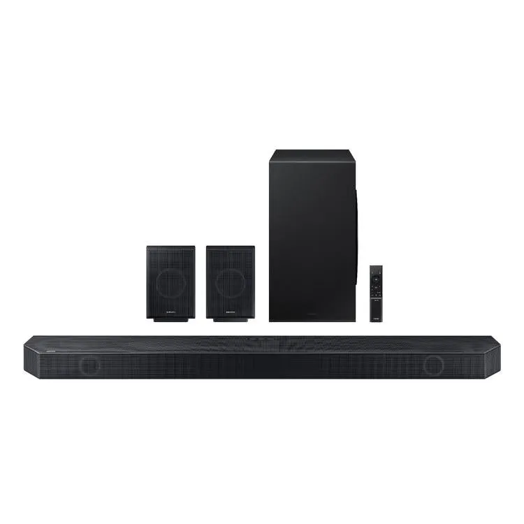 Samsung HWQ990C | Barre de son - 11.1.4 canaux - Dolby ATMOS sans fil - Avec caisson de graves sans fil et Haut-parleurs arrière inclus - Série Q - 656W - Noir