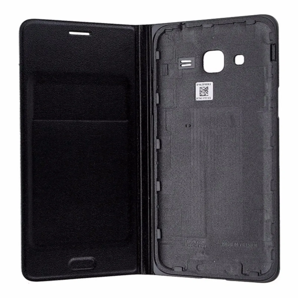 Samsung Wallet Flip Cover for Samsung Galaxy J3 (6) - Black Leather