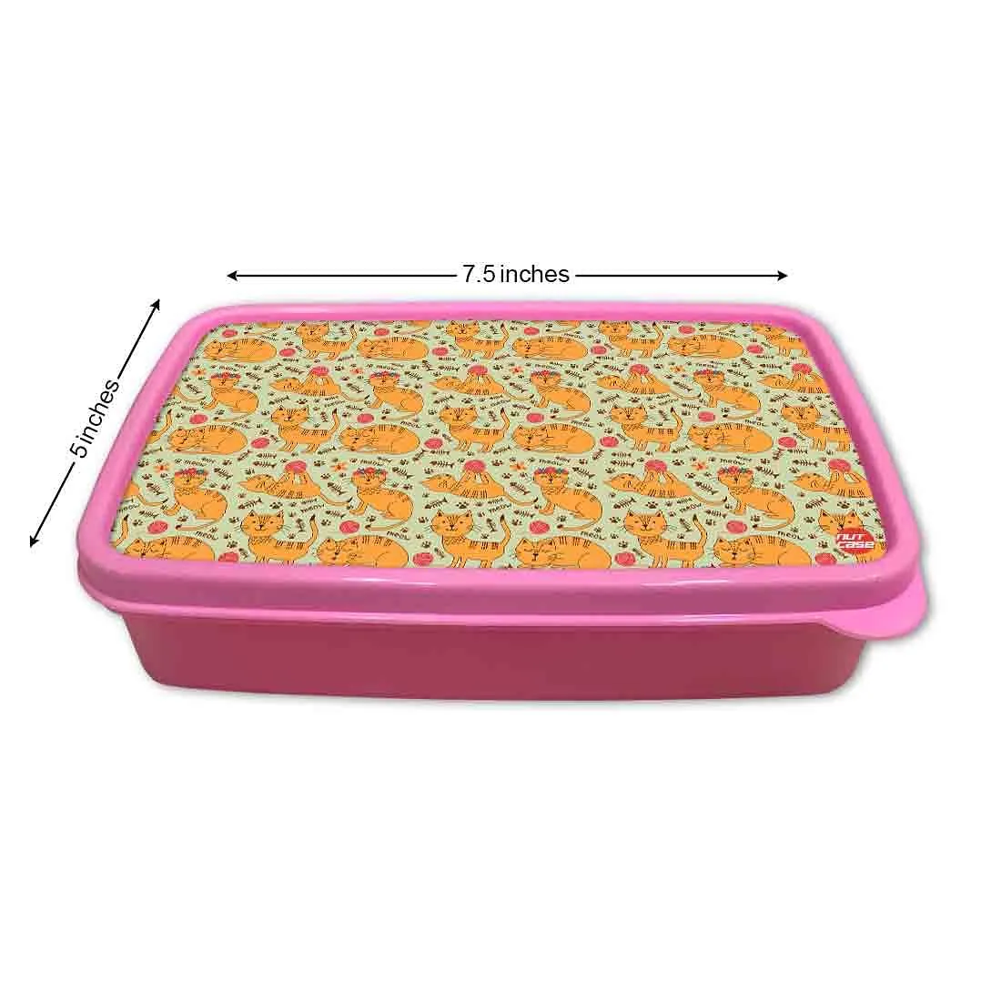 School Girls Lunch Box for Snacks With Small Container - Cute Cat