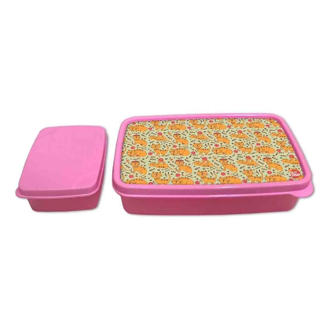 School Girls Lunch Box for Snacks With Small Container - Cute Cat