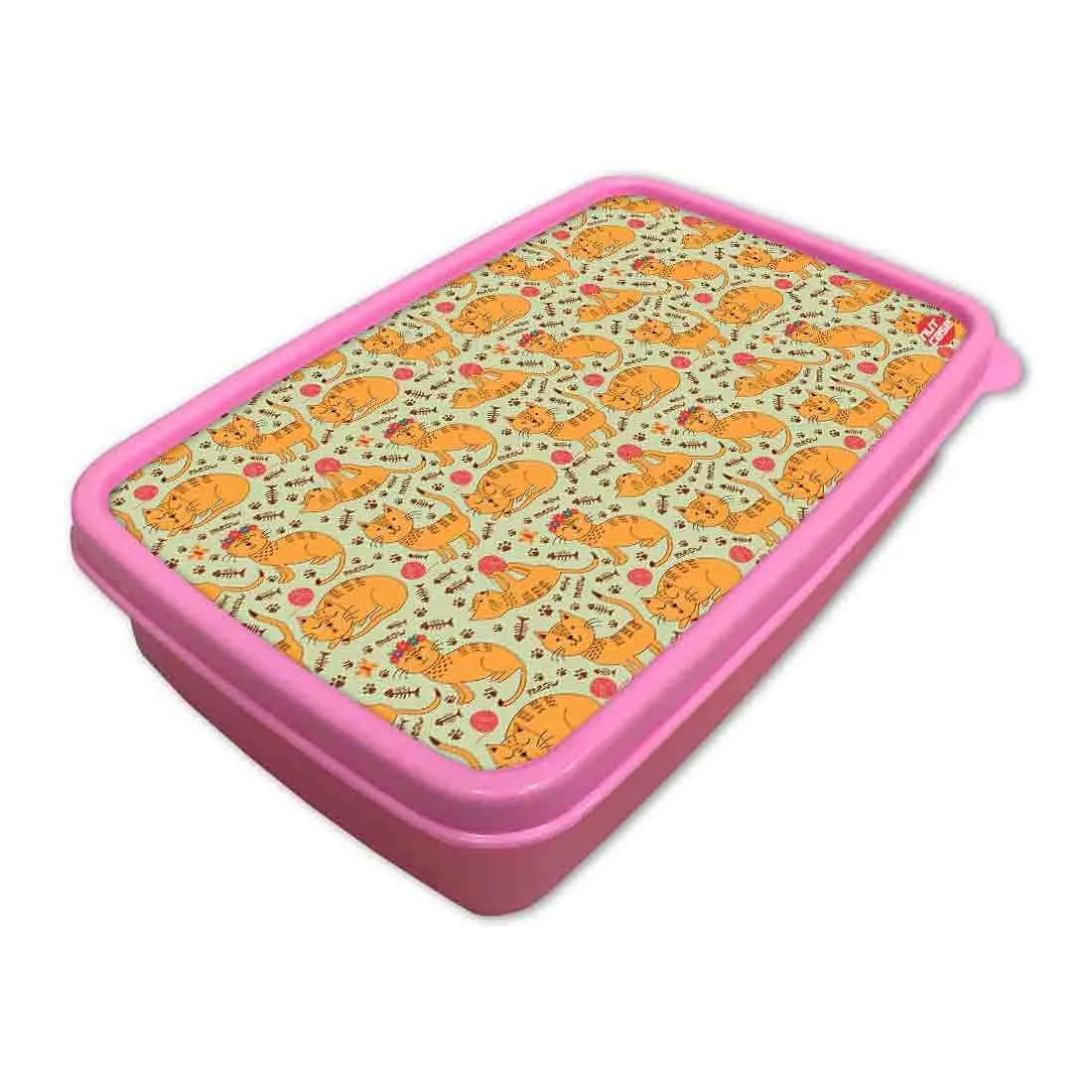 School Girls Lunch Box for Snacks With Small Container - Cute Cat