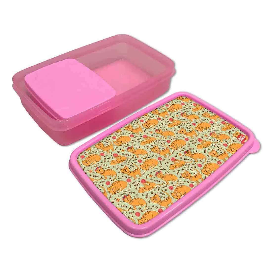 School Girls Lunch Box for Snacks With Small Container - Cute Cat