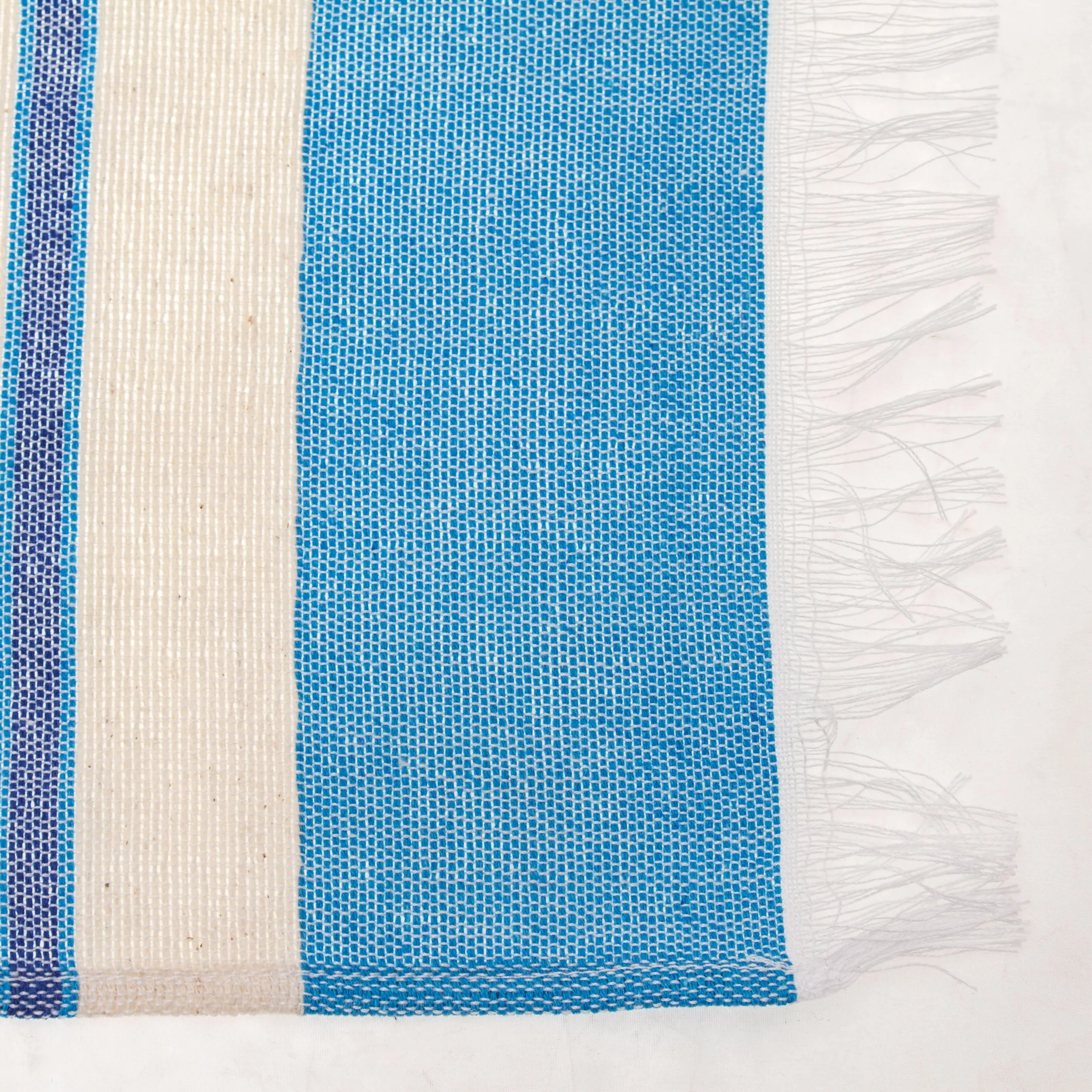 Set of 4 Hand Woven Cotton Blue and Beige Zapotec Placemats - Oaxaca Sky | NOVICA