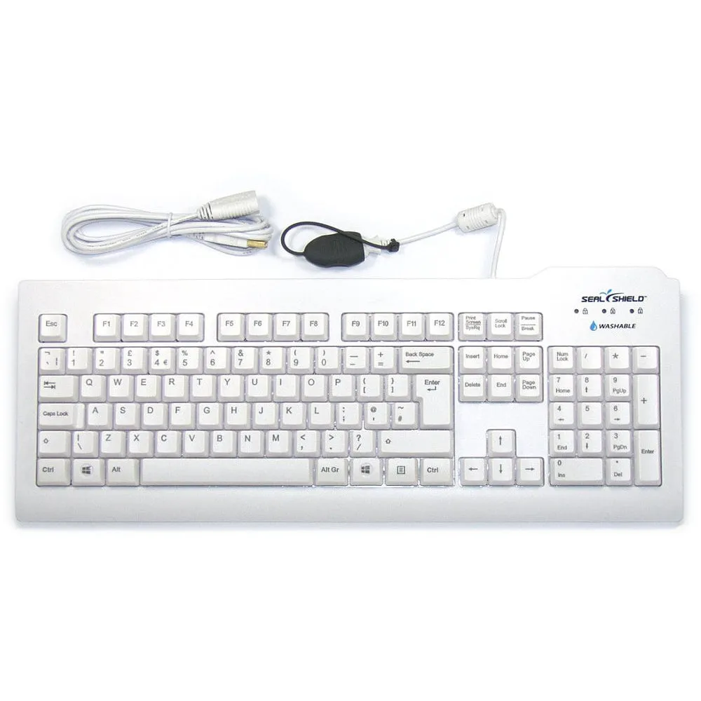 Silver Seal The Antimicrobial Washable Keyboard in White