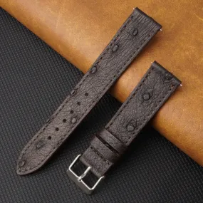 Slim Dark Brown Ostrich Leather Watch Band