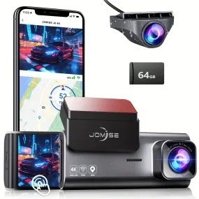 Smart 4K UHD Dual Dash Cam For Cars Touch Screen & APP Control, Front 4K Rear 1080P, 170° Wide Angle, Super Night Vision, Built-in Wi-Fi GPS, WDR/HDR