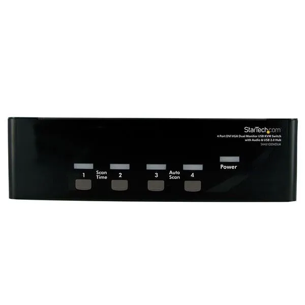 Startech.Com 4 Port Dvi Vga Dual Monitor Kvm Switch Usb With Audio And Usb 2.0 Hub (Sv431ddvdua) - Kvm / Audio / Usb Swi