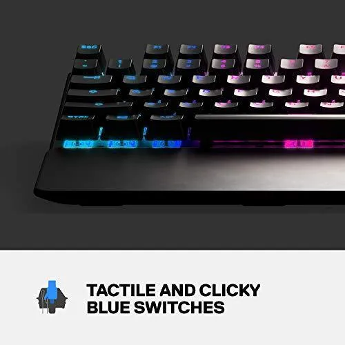 SteelSeries Apex 7 Mechanical Gaming Keyboard – OLED Smart Display – USB Passthrough and Media Controls – Tactile and Clicky – RGB Backlit (Blue Switch)