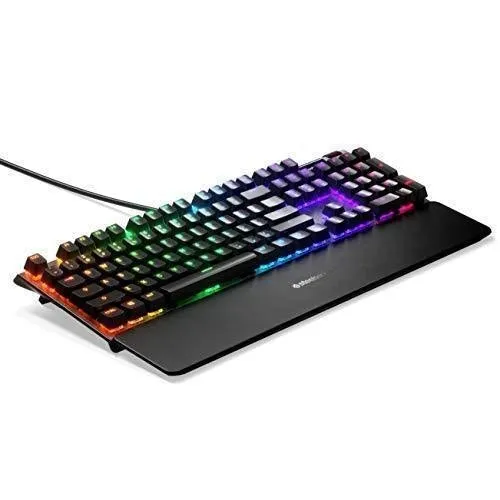 SteelSeries Apex 7 Mechanical Gaming Keyboard – OLED Smart Display – USB Passthrough and Media Controls – Tactile and Clicky – RGB Backlit (Blue Switch)