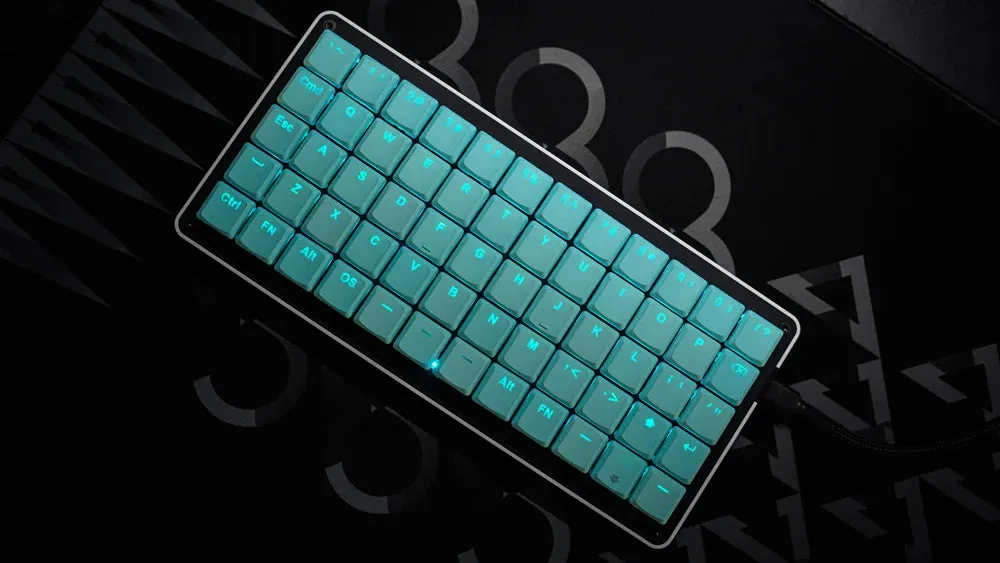 Taihao THT Thins Keycap Low Profile Keycaps For Gaming Mechanical Keyboard Kailh Choc 1350 or MX Switch Light Through Black Cyan