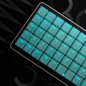 Taihao THT Thins Keycap Low Profile Keycaps For Gaming Mechanical Keyboard Kailh Choc 1350 or MX Switch Light Through Black Cyan