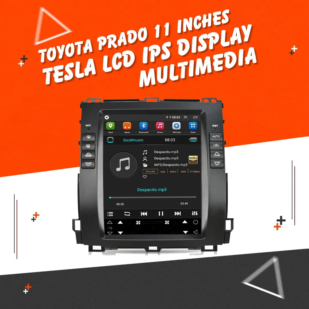 Toyota Prado Tesla LCD Black 11 Inches - Model 2002-2009 - IPS Display Multimedia System Android