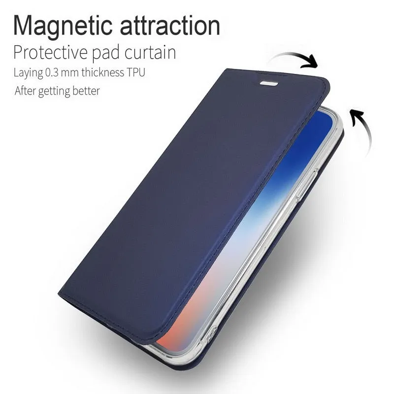 TPFIX Magnetic Flip Wallet Leather Case For iPhone 7 8 Plus Phone Case Ultra Thin Business Cover For iPhone X XR XS Max 6 6S 5S