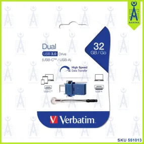 VERBATIM STORE N  GO DUAL USB 3.0 DRIVE 32GB 49966