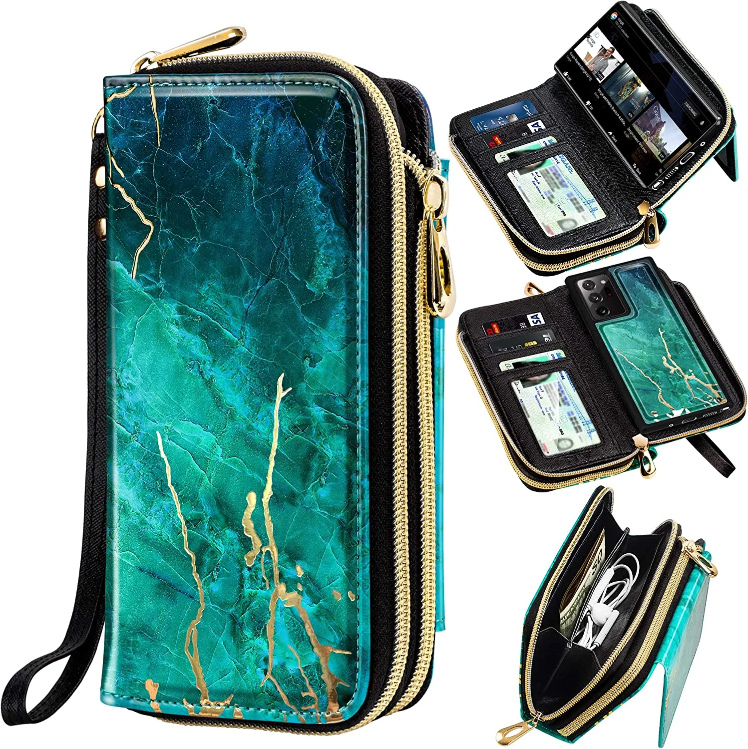 Wallet Purse Galaxy Note 20 Ultra PU Leather Card Holders and Back - Green