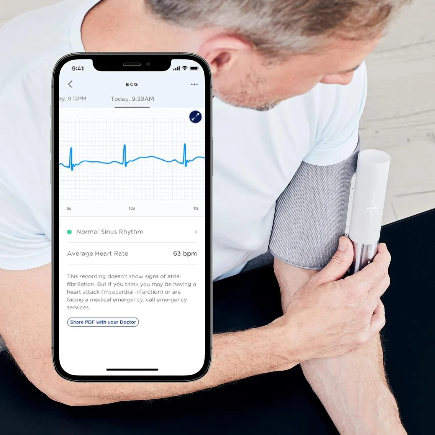 Withings BPM Core - Electric Arm Blood Pressure Monitor with ECG and Digital Stethoscope, Wi-Fi Sync