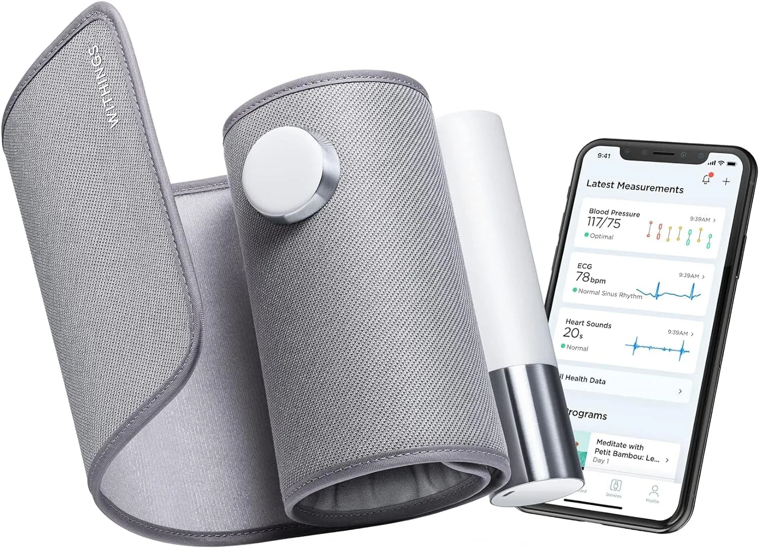 Withings BPM Core - Electric Arm Blood Pressure Monitor with ECG and Digital Stethoscope, Wi-Fi Sync