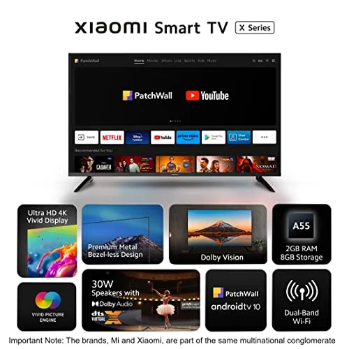 Xiaomi 125 cm (50 inches) X Series 4K Ultra HD Smart Android LED TV L50M7-A2IN (Black)