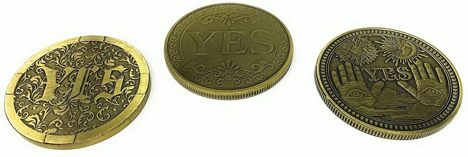 Yes/No Decision Maker Divination Flipping Challenge Coins - Set of 3